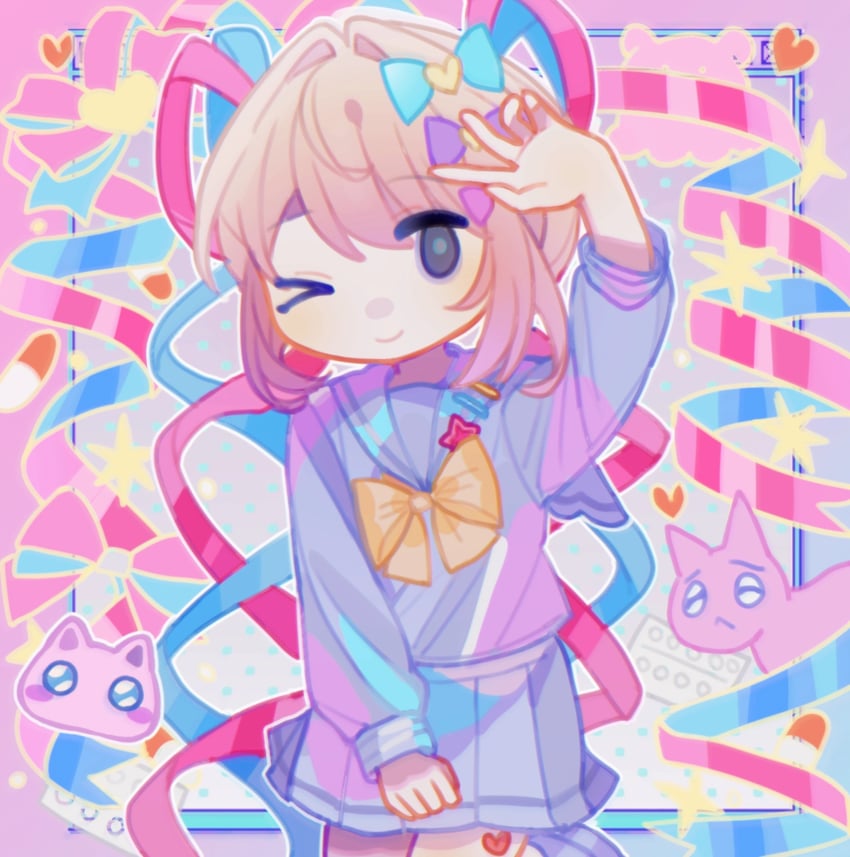 chouzetsusaikawa tenshi-chan and pien cat (needy girl overdose) drawn by xiao_xin_wei_fu