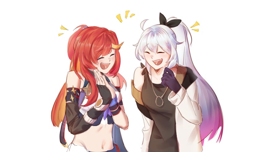 kiana kaslana and senadina (honkai and 1 more) drawn by mscheckacheck