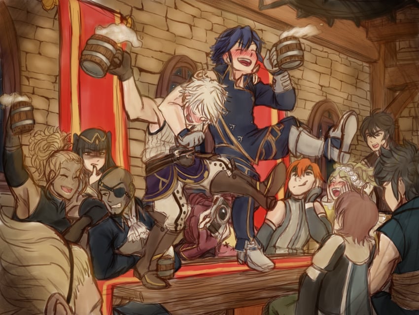 male robin, tharja, lissa, gaius, frederick, and 5 more (fire emblem and 1 more) drawn by p3achsalt