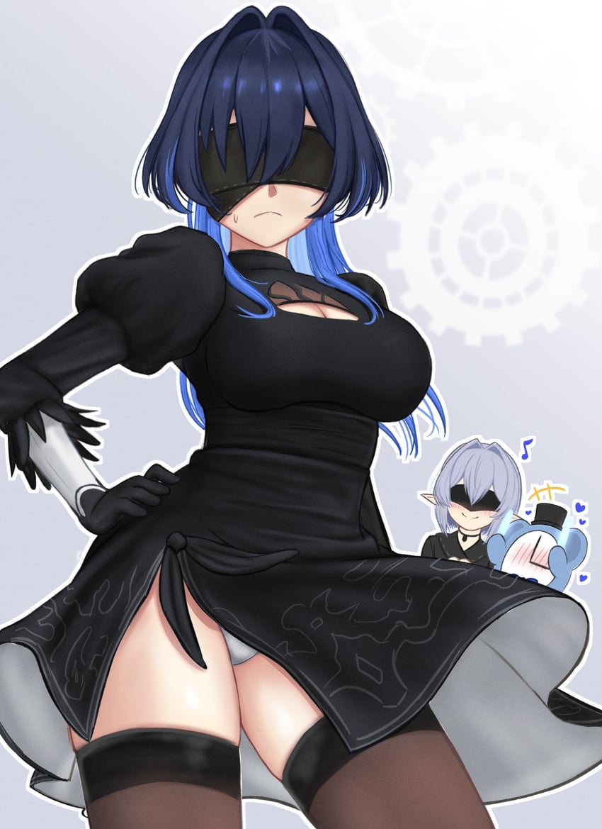 2b, ouro kronii, 9s, boros, and kronie (hololive and 3 more) drawn by basher