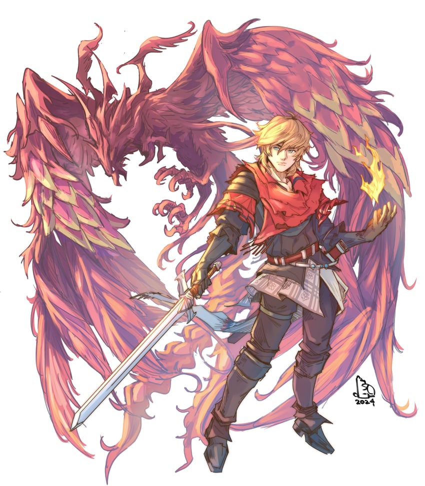 joshua rosfield and phoenix (final fantasy and 1 more) drawn by piccolourme