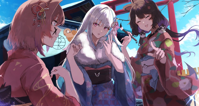 lize helesta, ange katrina, inui toko, and sebastian piyodore (nijisanji) drawn by takena-c