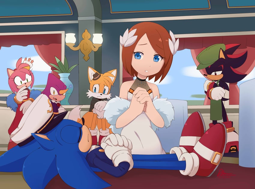sonic the hedgehog, shadow the hedgehog, amy rose, espio the chameleon, tails, and 1 more (sonic and 2 more) drawn by gravity_rose