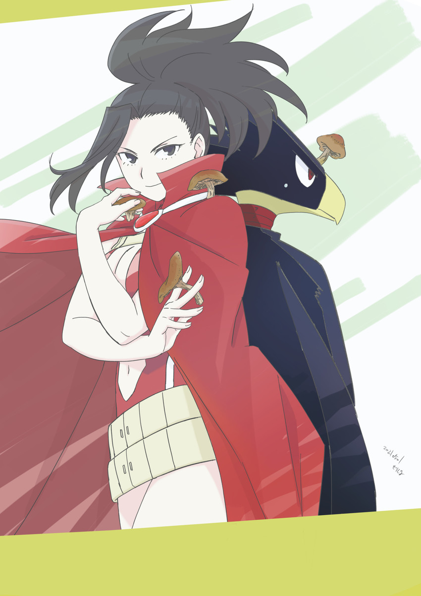 yaoyorozu momo and tokoyami fumikage (boku no hero academia) drawn by morishima_noriko