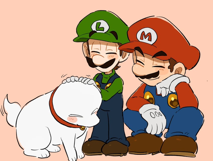 mario, luigi, and polterpup (mario and 2 more) drawn by mimimi_(mimimim9999)