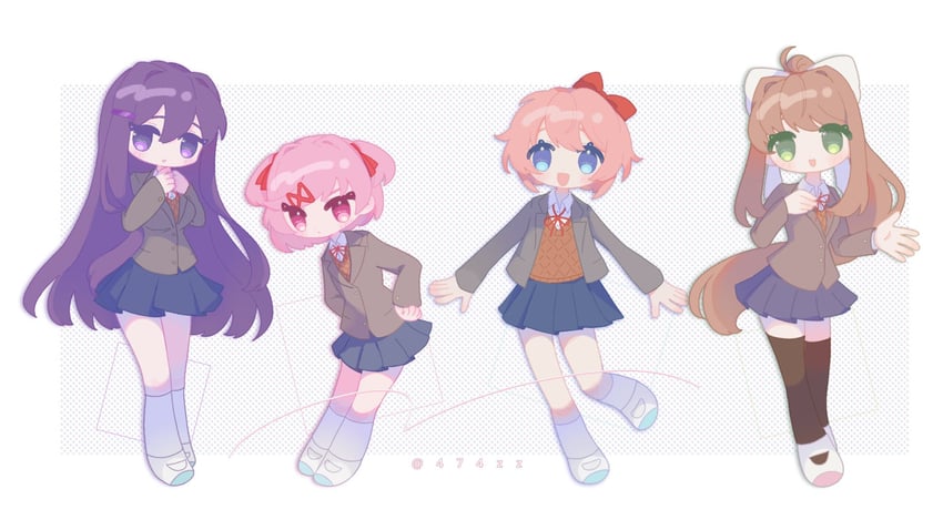 monika, natsuki, yuri, and sayori (doki doki literature club) drawn by anzen_robo_(474zz)