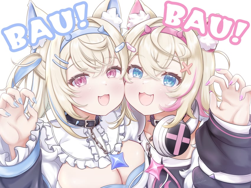 fuwawa abyssgard and mococo abyssgard (hololive and 1 more) drawn by solairoaoiro