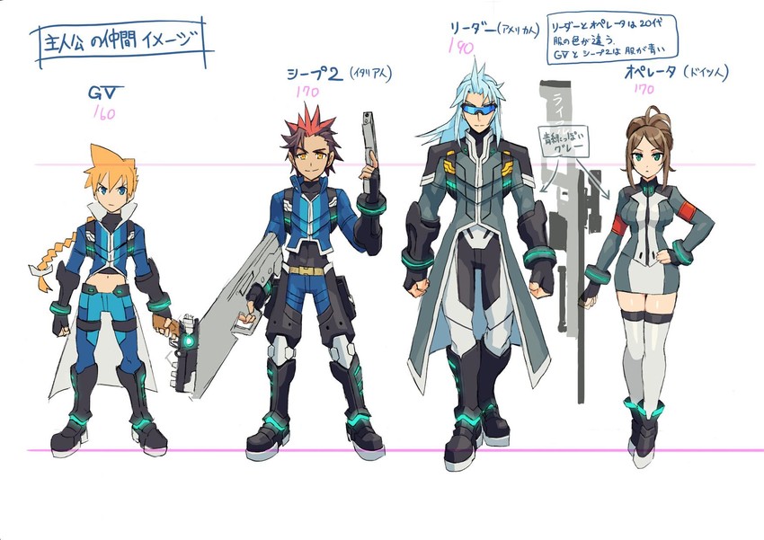 gunvolt, monica, asimov, and gino (azure striker gunvolt and 1 more)