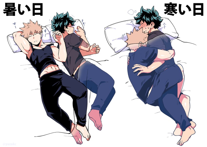 midoriya izuku and bakugou katsuki (boku no hero academia) drawn by yazaki_(yazakc)