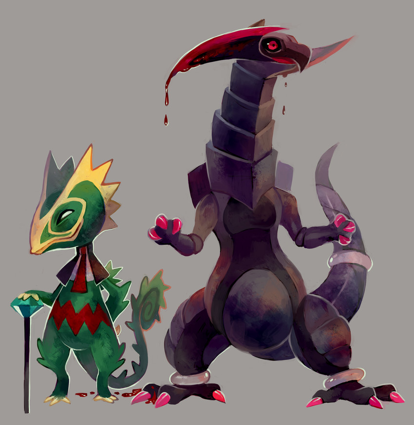 haxorus, kecleon, and brooke (pokemon and 1 more) drawn by glitchedpuppet