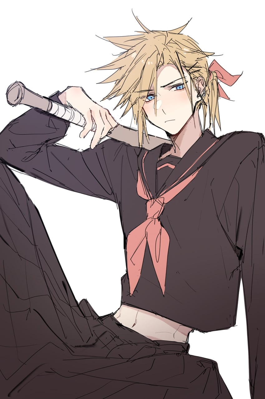 cloud strife and aerith gainsborough (final fantasy and 2 more) drawn by xiluo0207