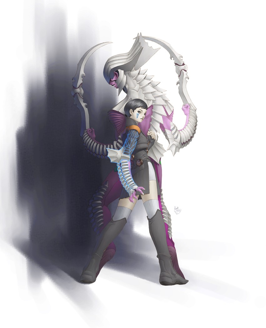 sera and varnani (digital devil saga) drawn by kazuma_kaneko and shiraishi_megumi_(colorist)