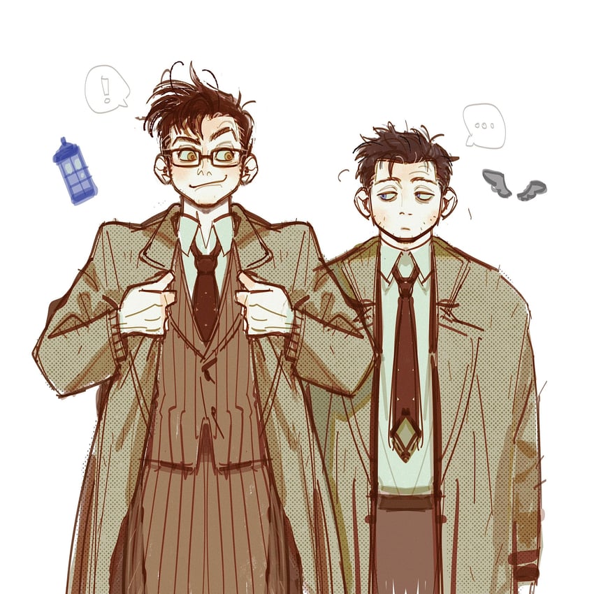 castiel, the doctor, and tenth doctor (supernatural and 1 more) drawn by dosir0ck