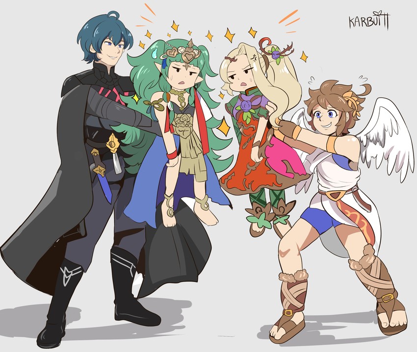 male byleth, pit, sothis, and viridi (fire emblem and 4 more) drawn by karbuitt