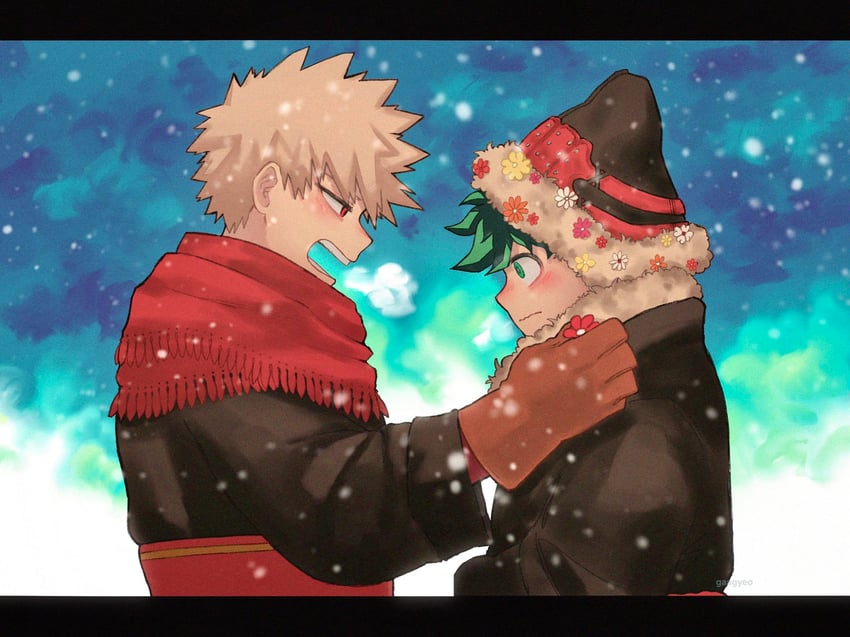 midoriya izuku and bakugou katsuki (boku no hero academia) drawn by gaagyeo