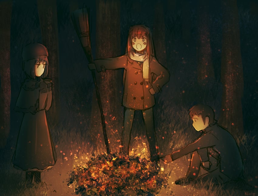 aozaki aoko, kuonji alice, and shizuki soujuurou (mahou tsukai no yoru) drawn by hidariyana