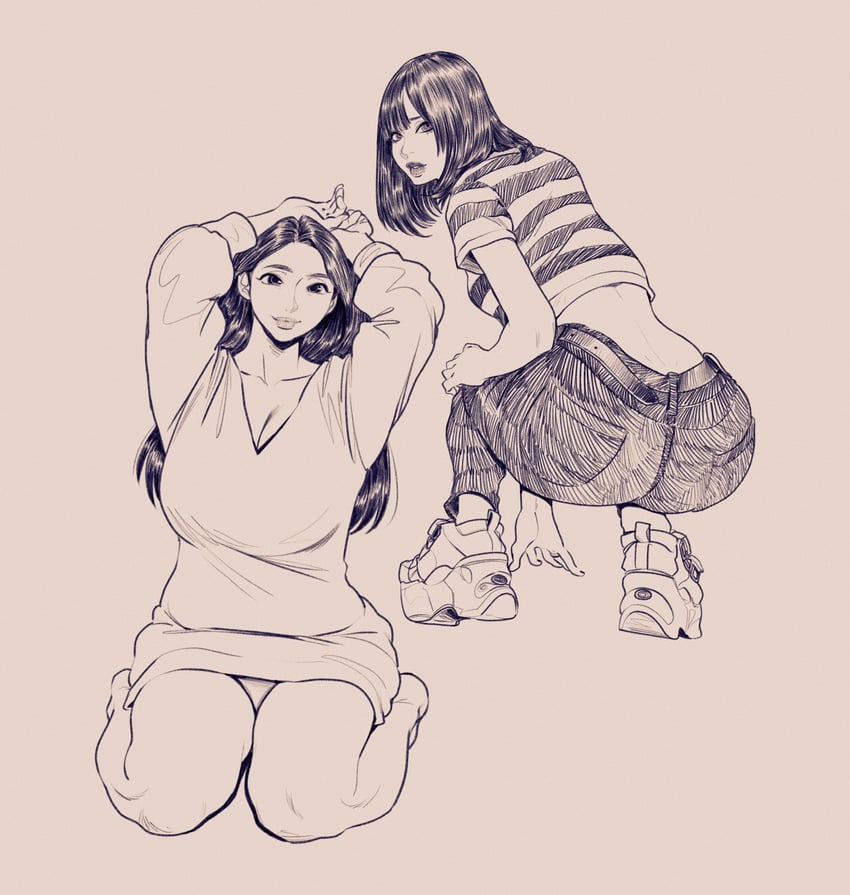 shiorin and nekonomesan777 (real life) drawn by robo_ink