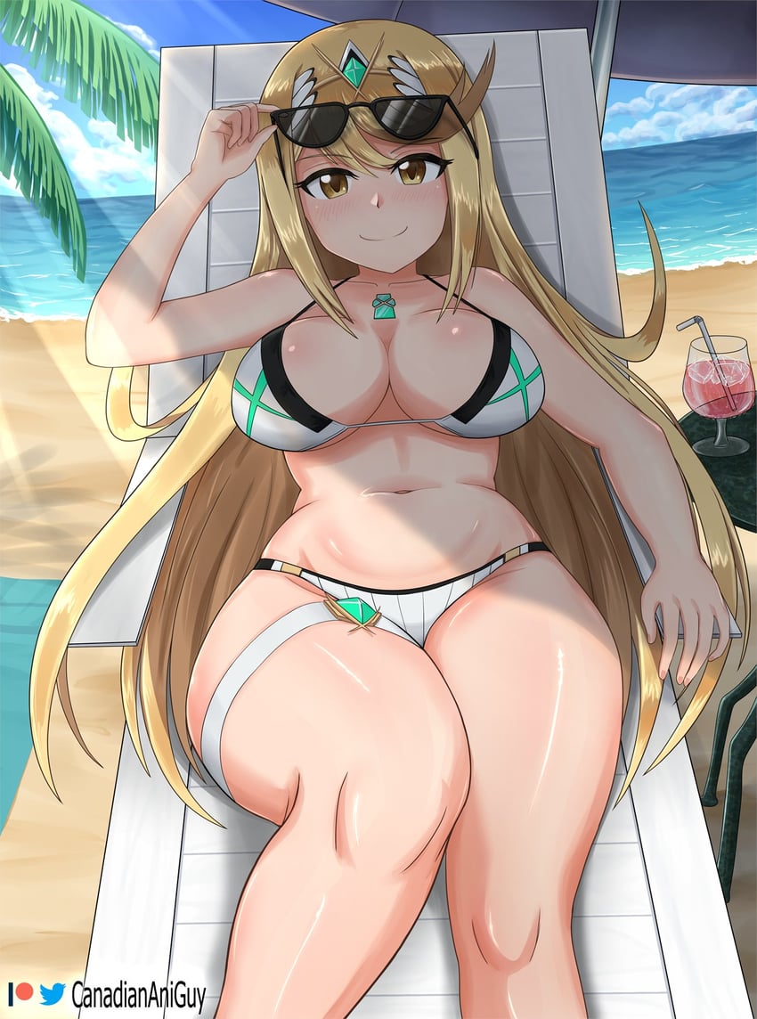 mythra (xenoblade chronicles and 1 more) drawn by canadiananiguy
