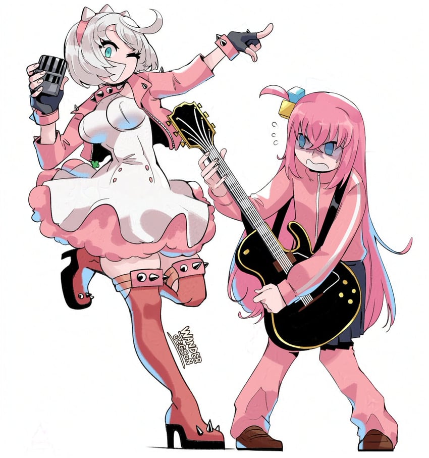 gotoh hitori and elphelt valentine (bocchi the rock! and 2 more) drawn by wanderjegson