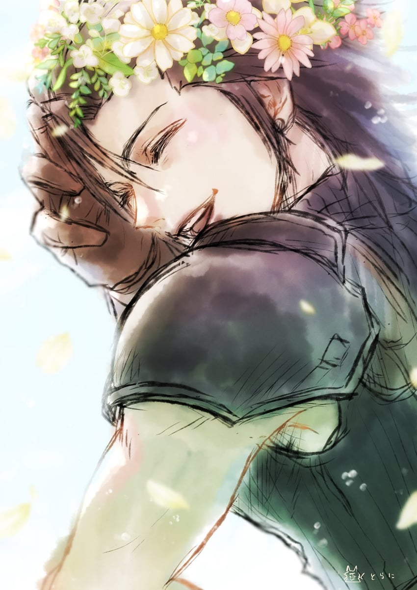 zack fair (final fantasy and 4 more) drawn by ninnin5tora