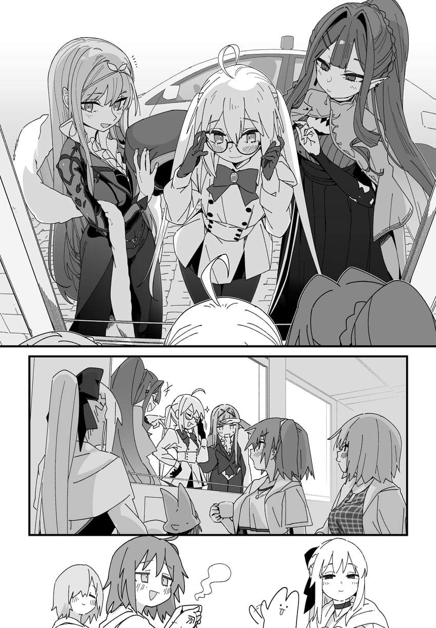artoria pendragon, mash kyrielight, fujimaru ritsuka, baobhan sith, morgan le fay, and 4 more (fate and 1 more) drawn by waira