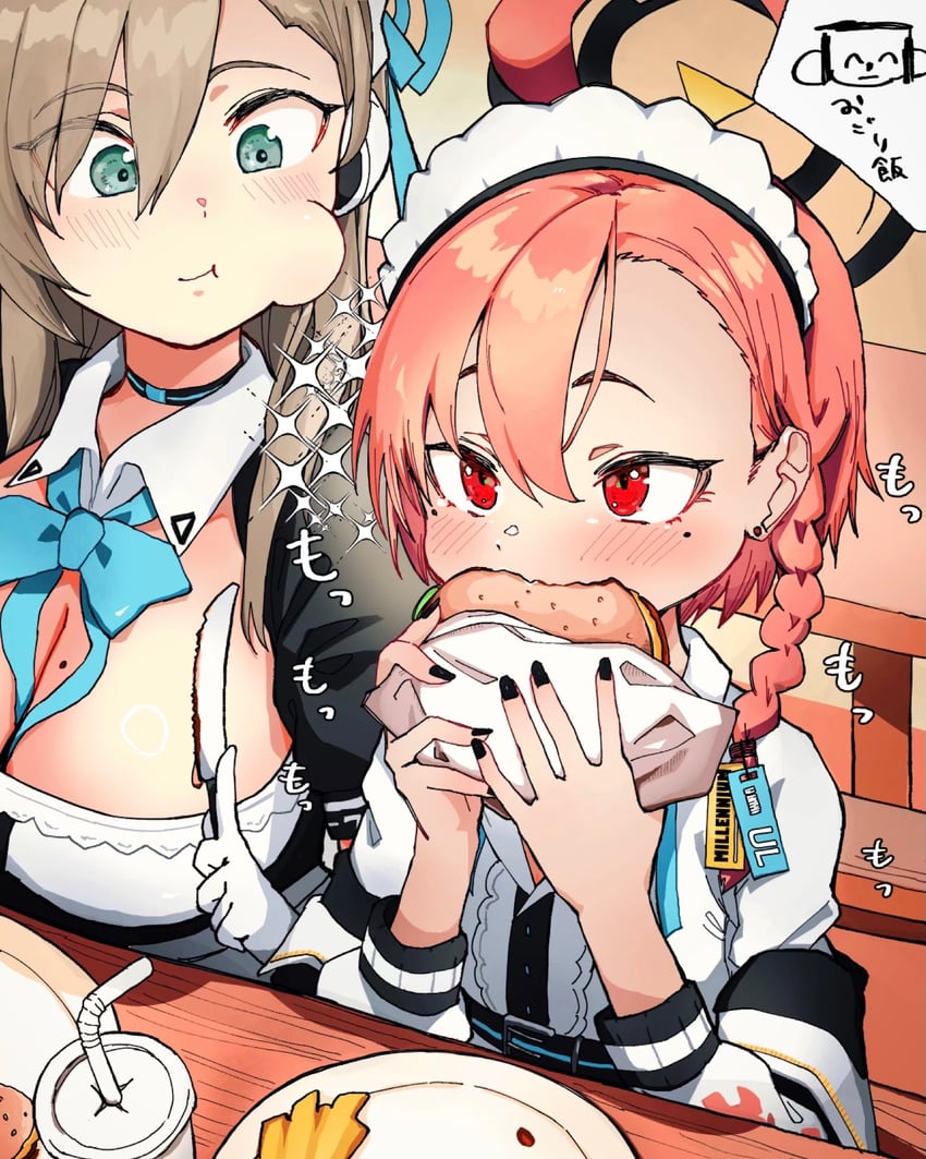 sensei, doodle sensei, asuna, and neru (blue archive) drawn by amamoru_21