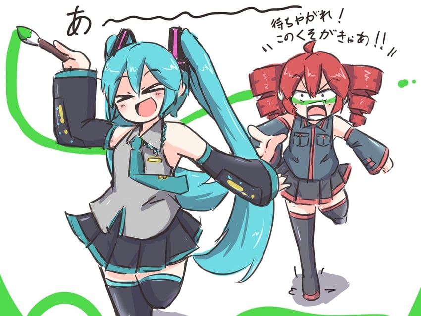 hatsune miku and kasane teto (vocaloid and 2 more) drawn by kenno_(kenno9mp40)