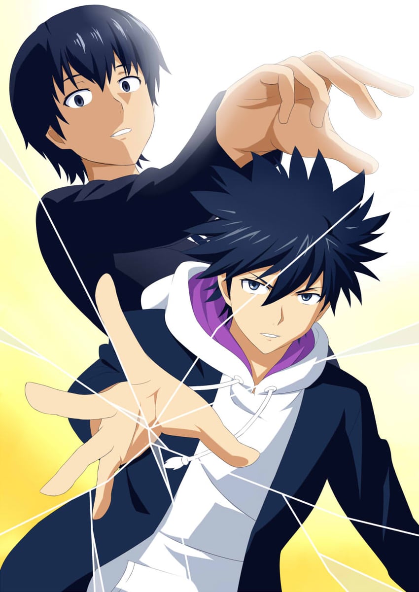 kamijou touma and kamisato kakeru (toaru majutsu no index and 1 more) drawn by jack-barro