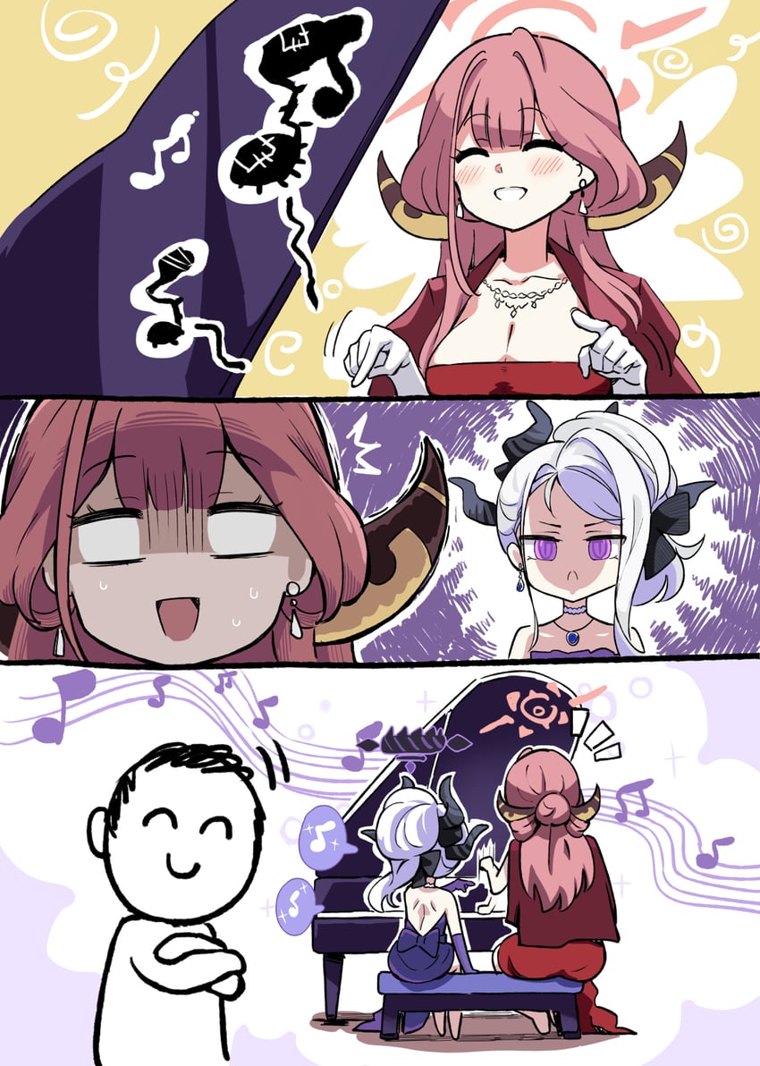 sensei, doodle sensei, hina, and aru (blue archive) drawn by hm_(hmongt)