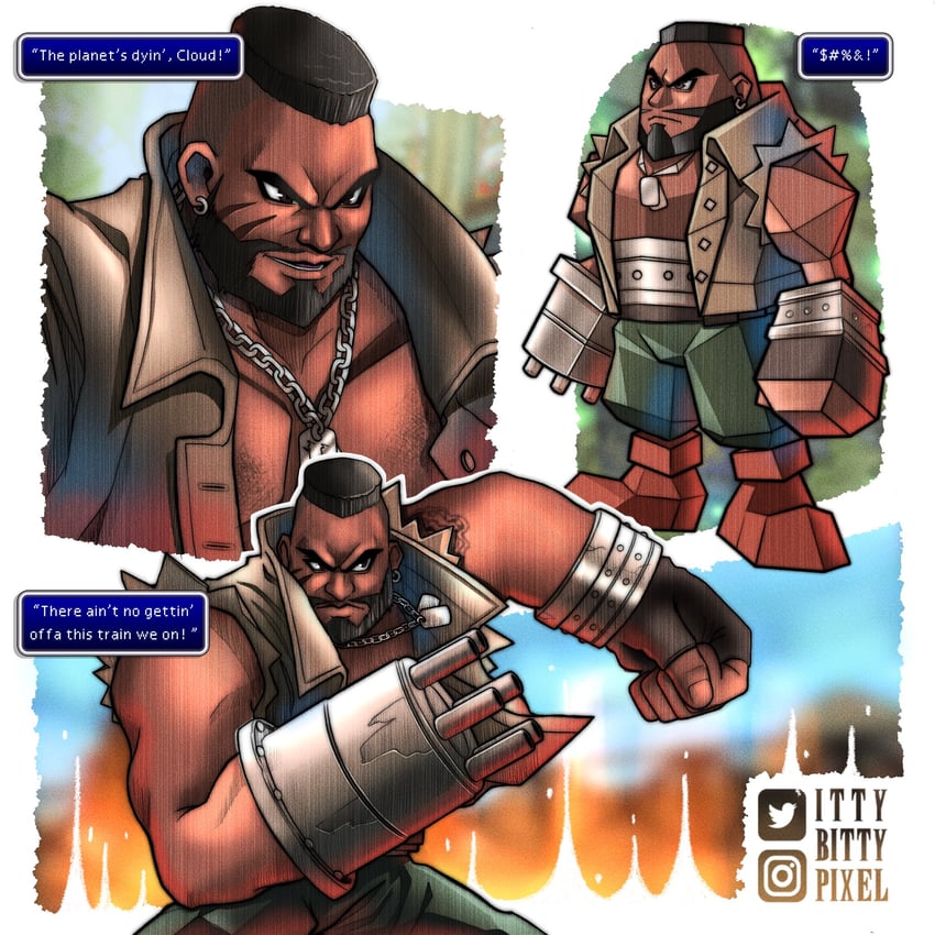 barret wallace (final fantasy and 1 more) drawn by ittybittypixel