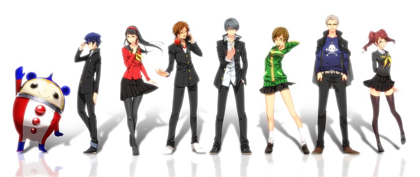 narukami yu, shirogane naoto, satonaka chie, kujikawa rise, amagi yukiko, and 3 more (persona and 1 more) drawn by ashitaba_(fuki)