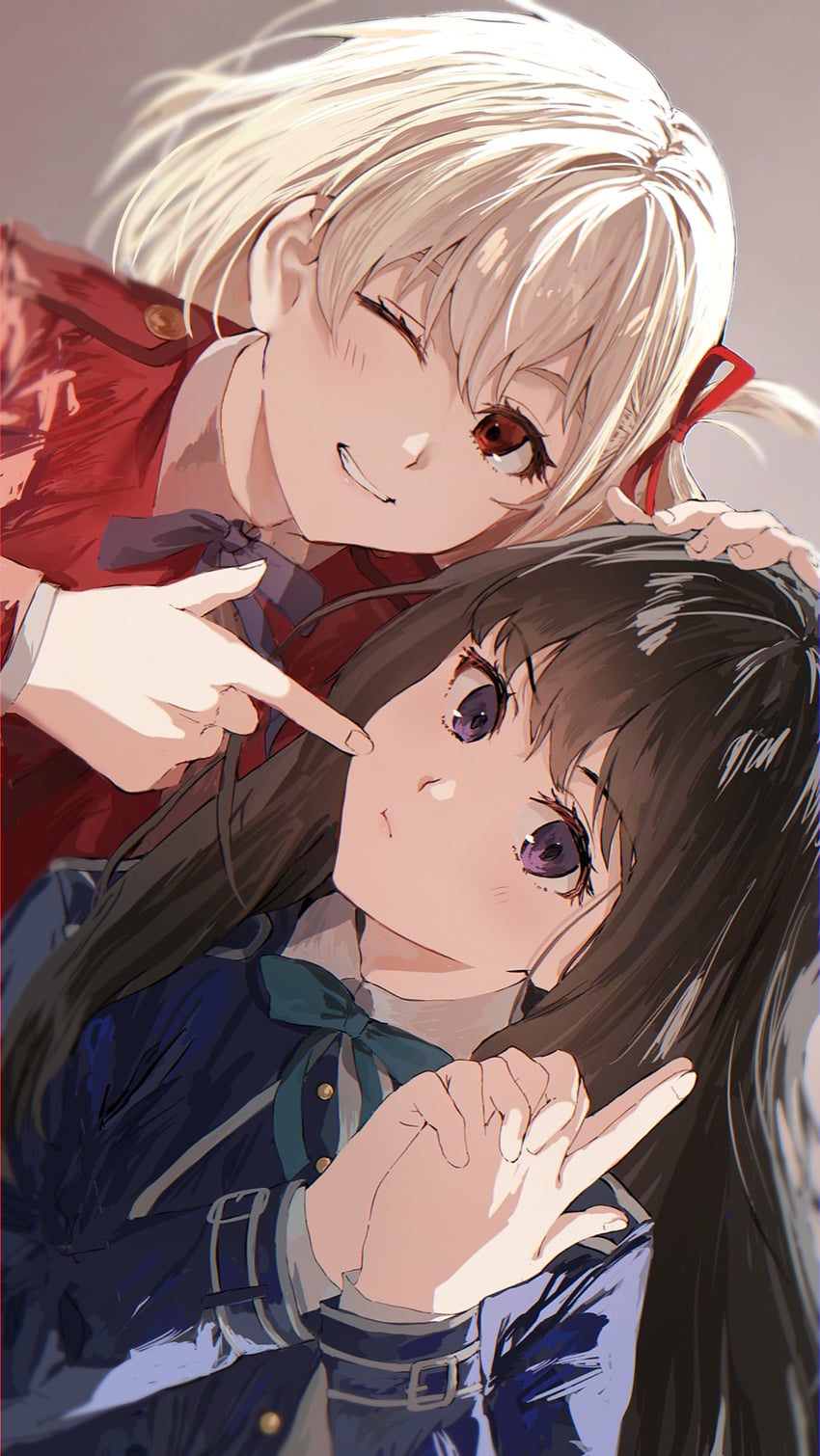 nishikigi chisato and inoue takina (lycoris recoil) drawn by itagaku
