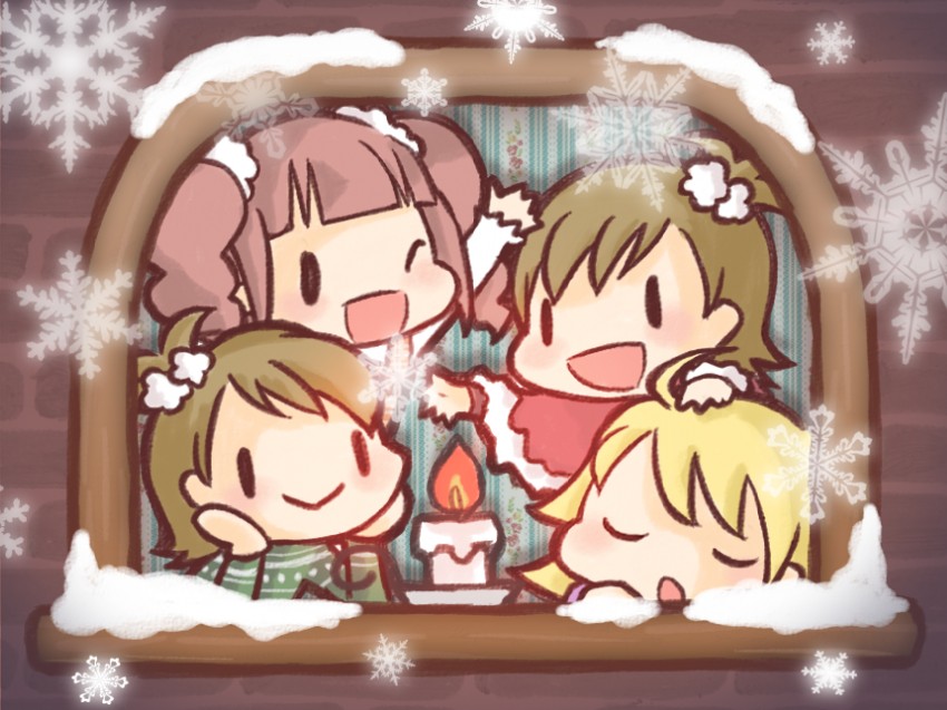 hoshii miki, takatsuki yayoi, futami mami, and futami ami (idolmaster) drawn by kamita_(kamitama)