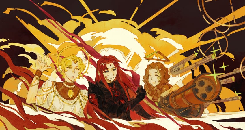 medici, eternal blazing sun, and god of steam and machinery (lord of the mysteries and 1 more) drawn by yetaisenlin