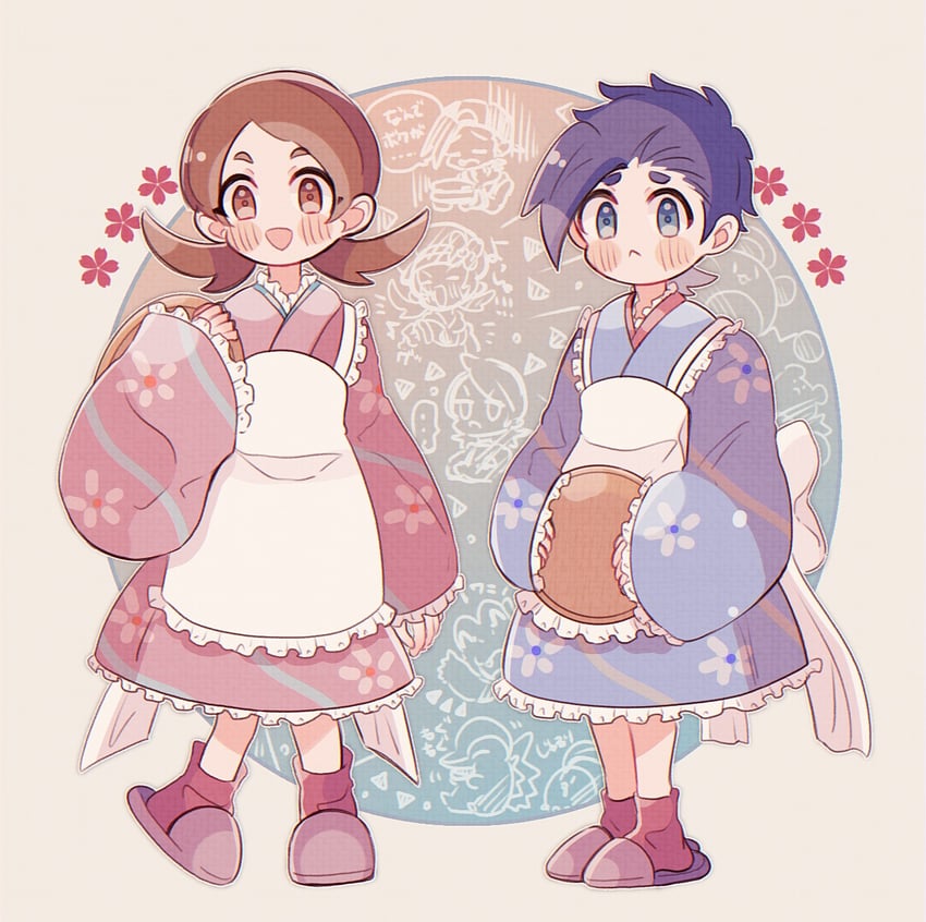 ethan and lyra (pokemon and 1 more) drawn by kinu_(kinuhoshizora21)