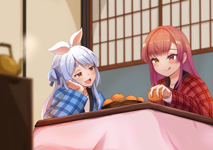 houshou marine and usada pekora (hololive) drawn by iva23_iva23