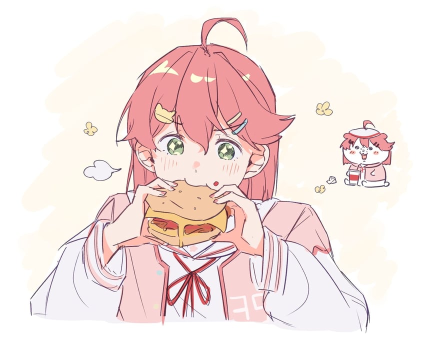 sakura miko and chiikawa (hololive and 2 more) drawn by sakgi