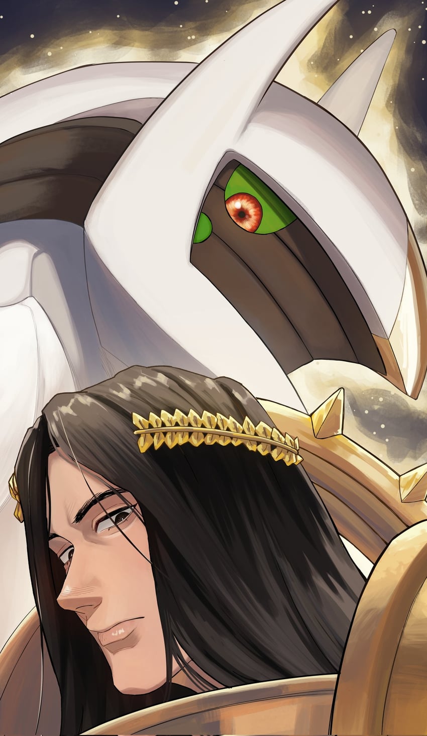 arceus and emperor of mankind (pokemon and 1 more) drawn by nijik