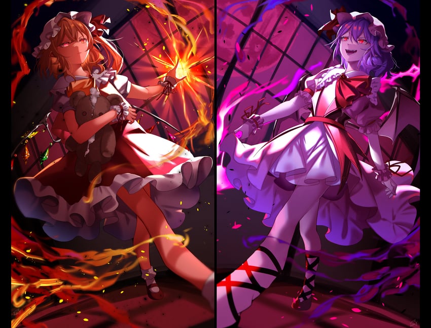 remilia scarlet and flandre scarlet (touhou) drawn by kodouirasto