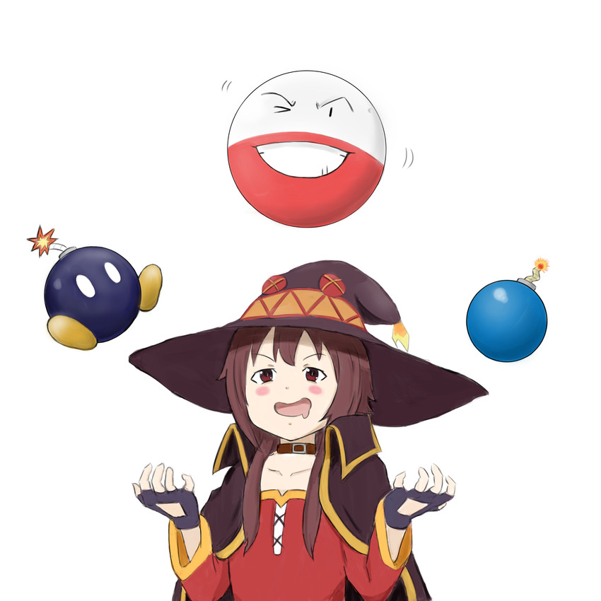 megumin, electrode, and bob-omb (pokemon and 3 more) drawn by inkyou24