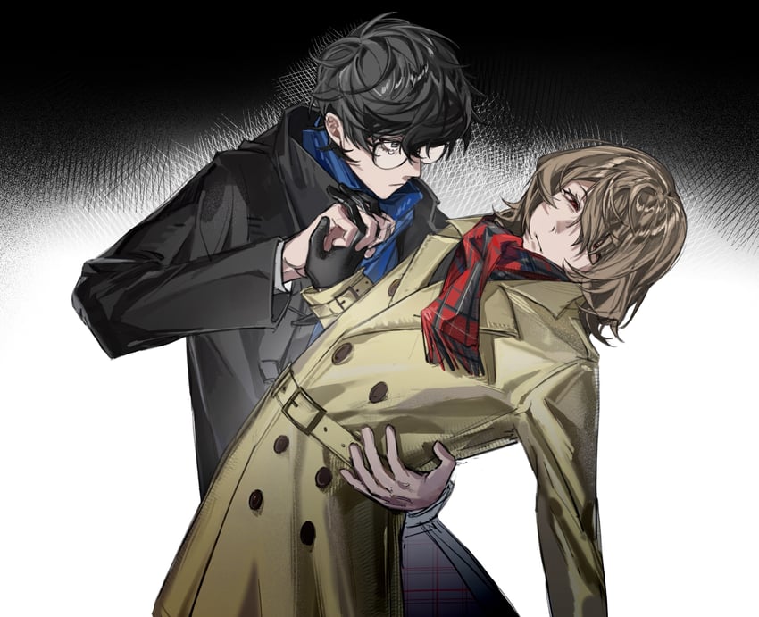 amamiya ren and akechi gorou (persona and 2 more) drawn by baobing