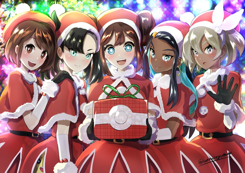 marnie, gloria, nessa, bea, morpeko, and 1 more (pokemon and 3 more) drawn by uenoryoma