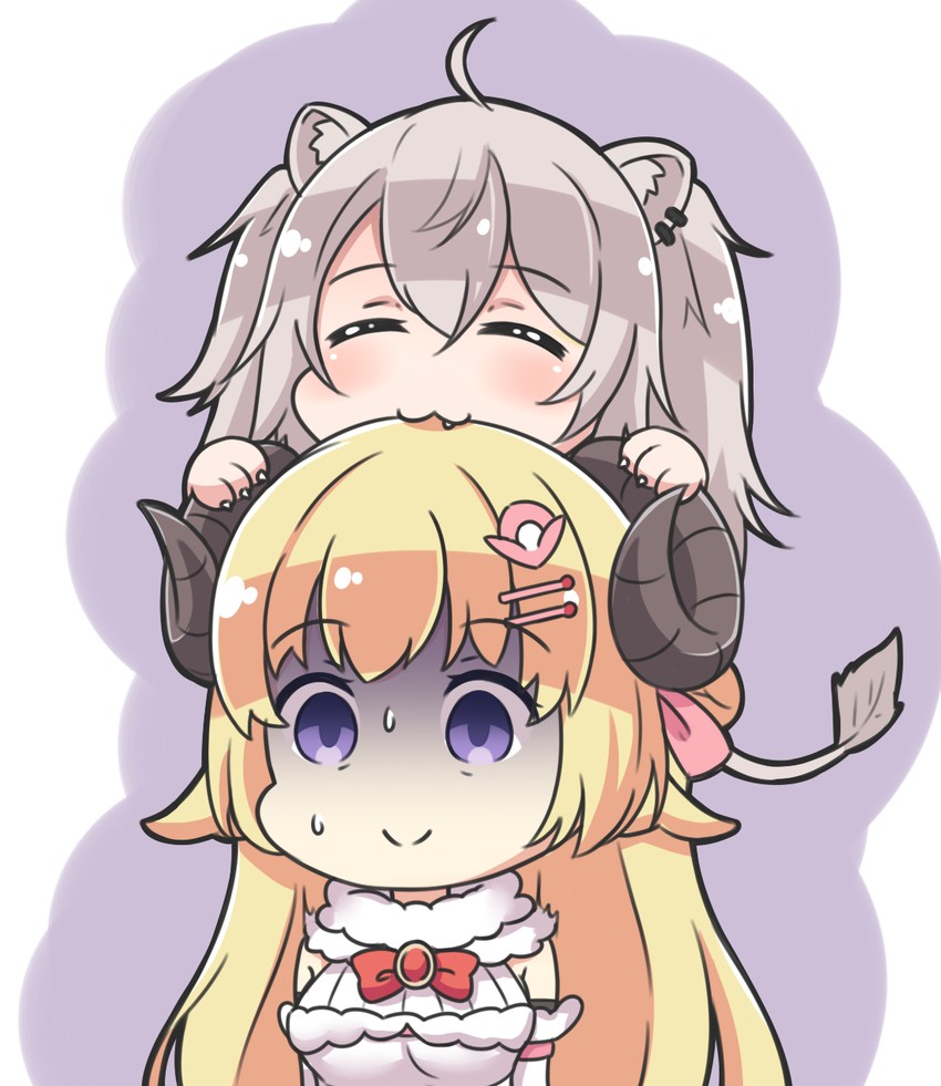 shishiro botan and tsunomaki watame (hololive) drawn by rutorifuki