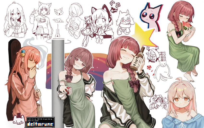 gotoh hitori, 2b, oyama mahiro, hiroi kikuri, kris, and 3 more (blue archive and 5 more) drawn by chromasen