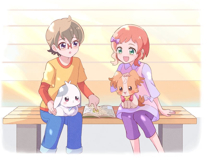 inukai komugi, inukai iroha, toyama satoru, and daifuku (precure and 1 more) drawn by unioc0wa