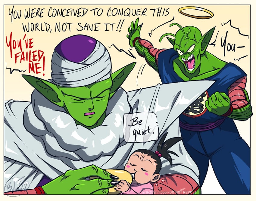 pan, piccolo, and piccolo daimaou (dragon ball and 1 more) drawn by bahnloopi