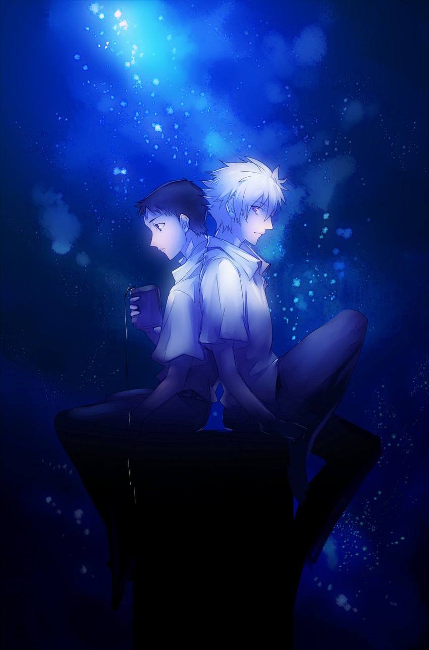 ikari shinji and nagisa kaworu (neon genesis evangelion and 2 more) drawn by tamachi_kuwa