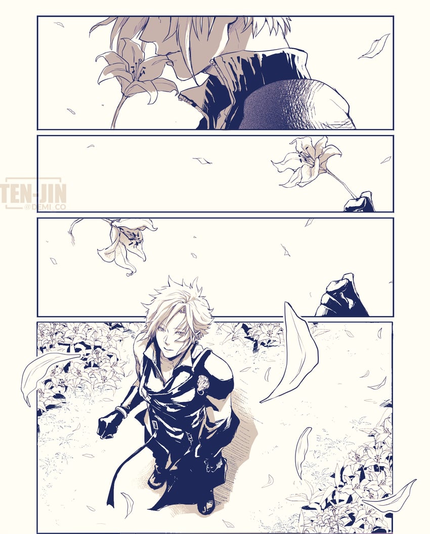 cloud strife (final fantasy and 2 more) drawn by demi_co