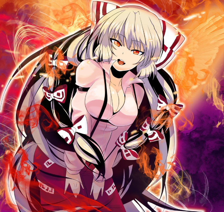fujiwara no mokou (touhou) drawn by kitakaze_higashikaze