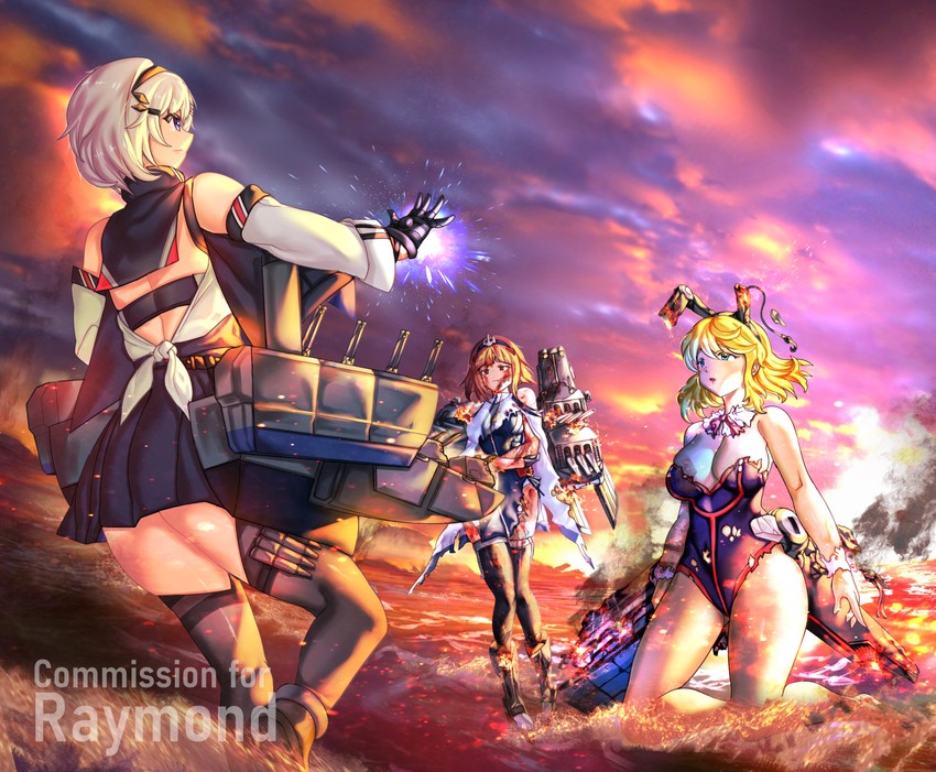 iron man, reno, birmingham, and princeton (azur lane and 2 more) drawn by psychowolf